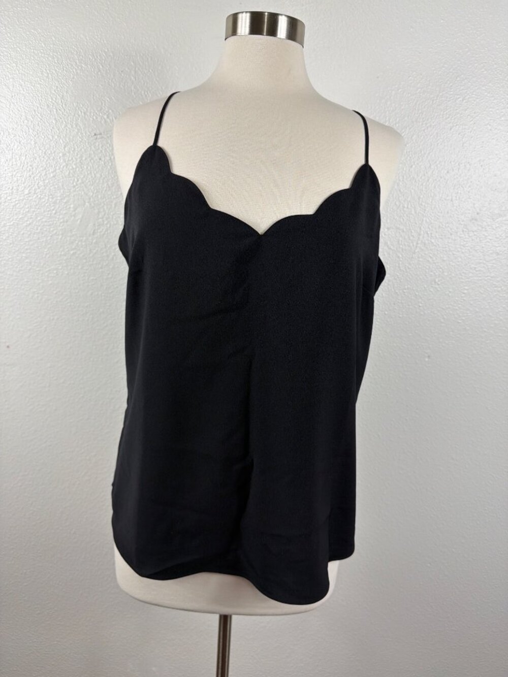 J.Crew Factory Scalloped Cami Tank Top Black Size 14 NWT - Picture 3 of 12